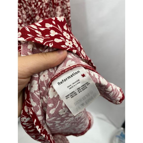 Reformation 2 Gavin Floral Midi Dress Grenadine - Picture 6 of 7